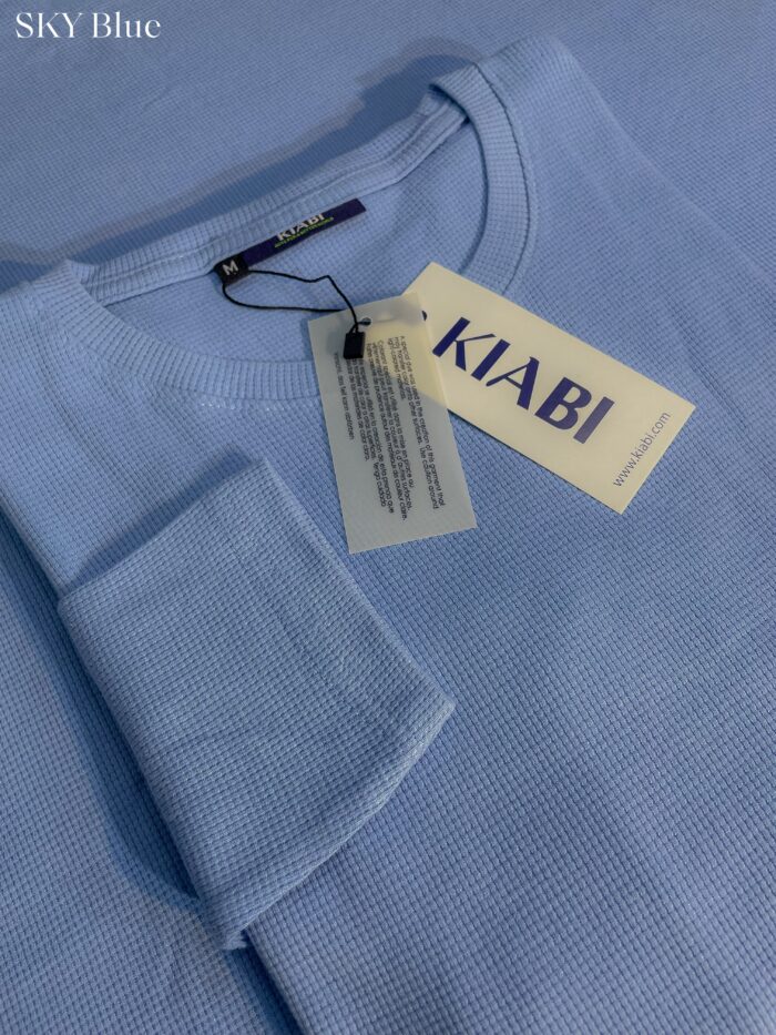 ⚜Waffle full sleeve Tee’s Sky Blue - Image 2