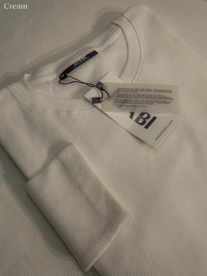 ⚜Waffle full sleeve Tee’s cream - Image 2