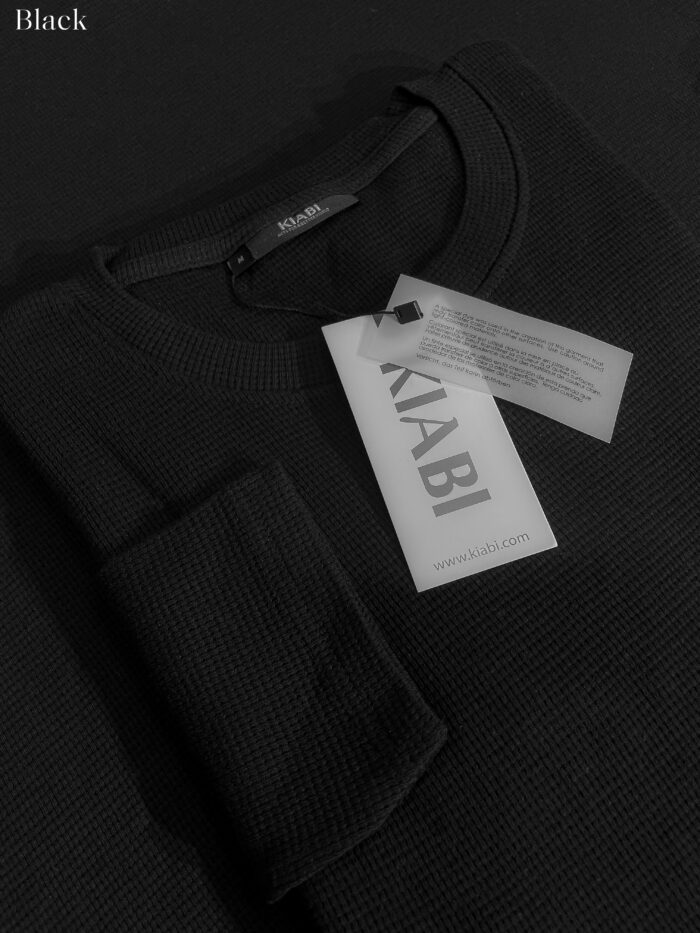 ⚜Waffle full sleeve Tee’s  Dark Black - Image 2