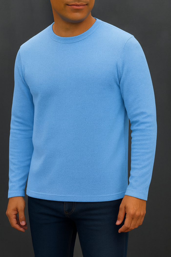 ⚜Waffle full sleeve Tee’s Sky Blue