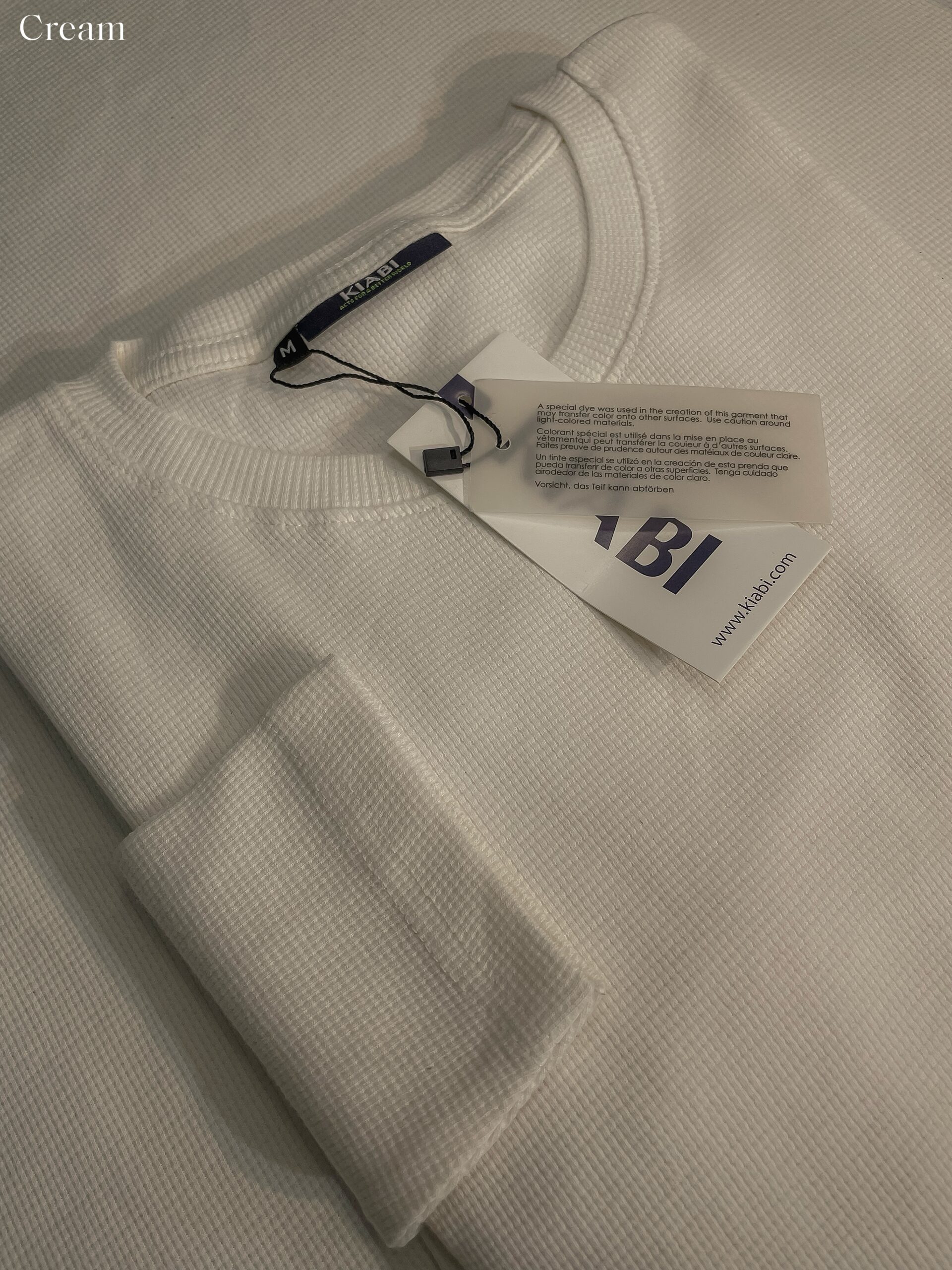 ⚜Waffle full sleeve Tee’s Cream-Black-Charcoal - Image 2