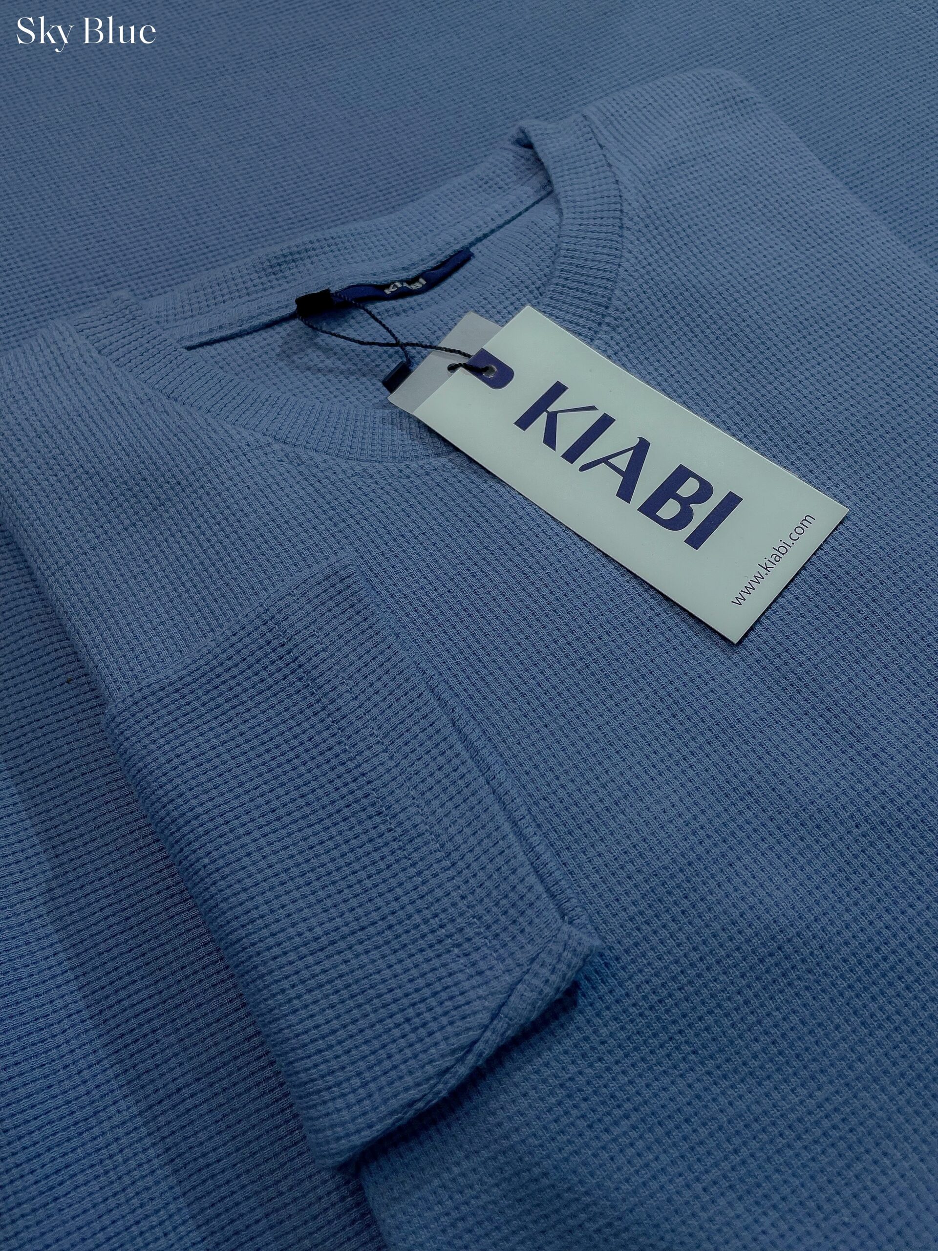 ⚜Waffle full sleeve Tee’s Charcoal- Green-Sky - Image 4