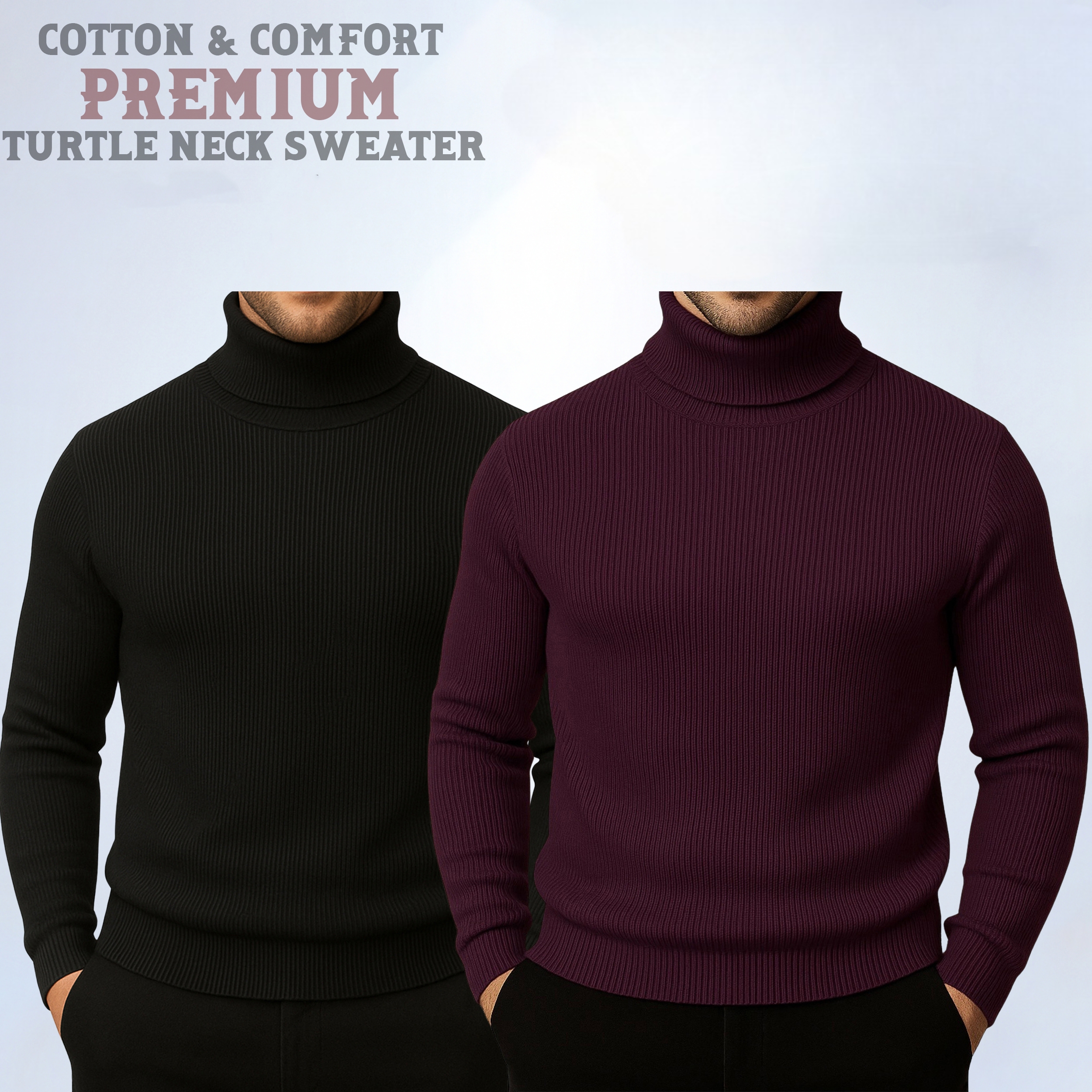 ⚜Classic Turtleneck Maroon Black