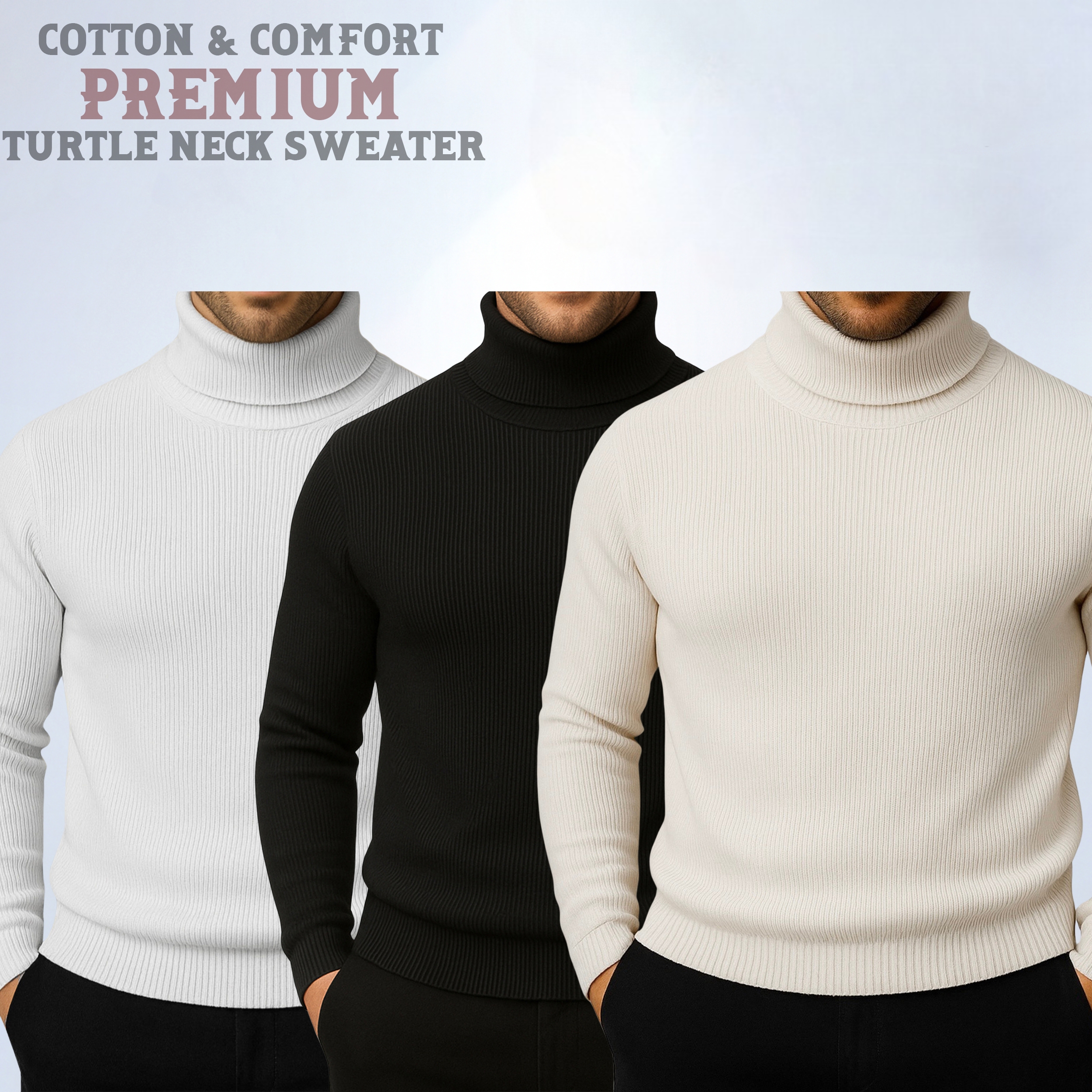 ⚜Classic Turtleneck White Black Cream