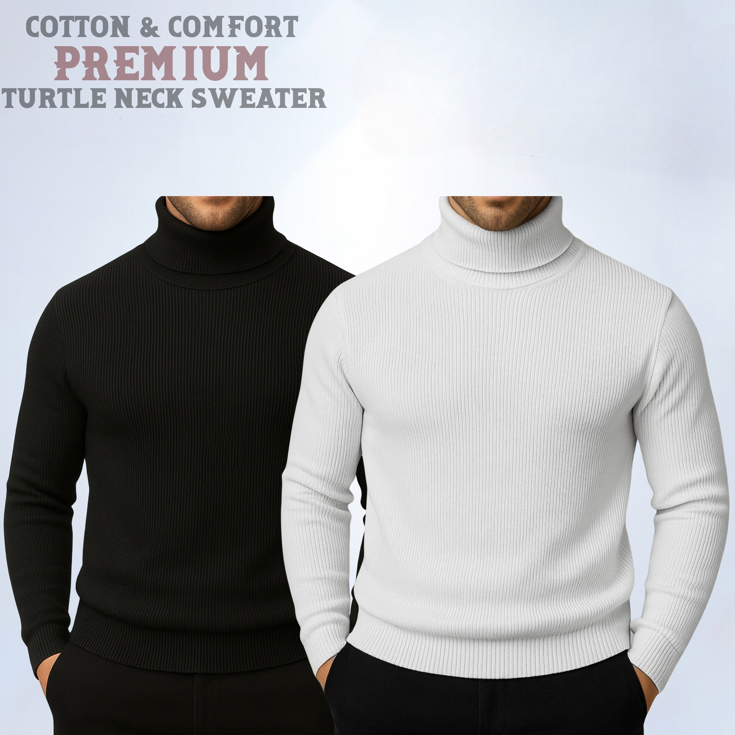 ⚜Classic Turtleneck Black white