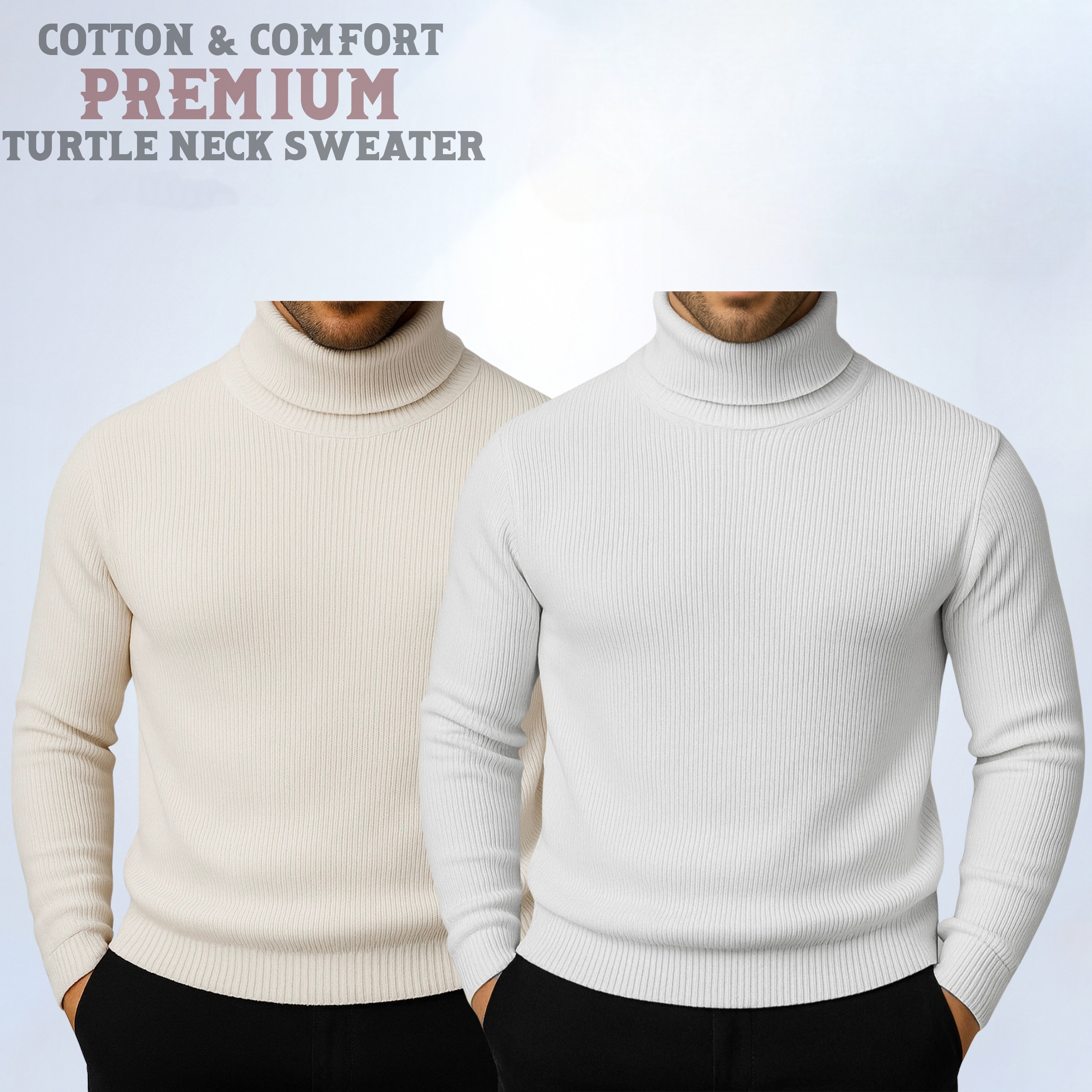 ⚜Classic Turtleneck Cream Cream White