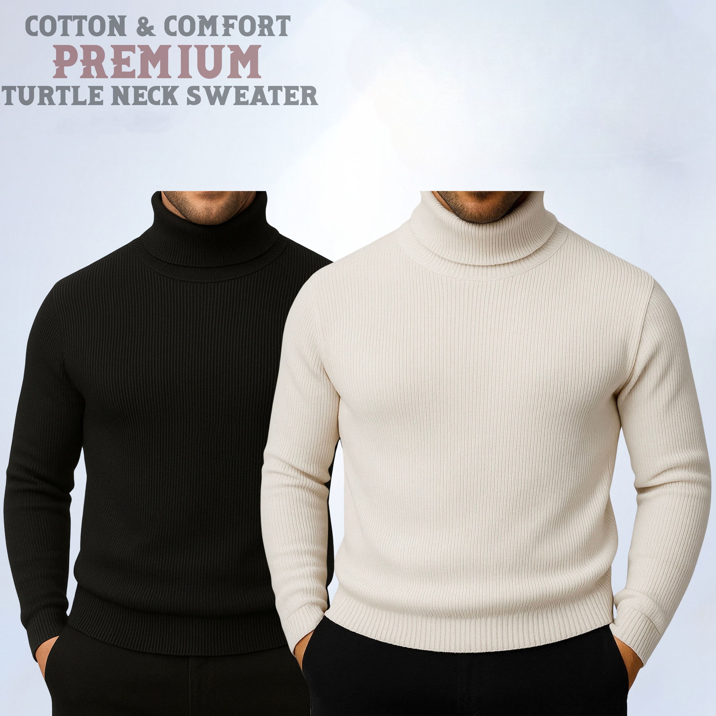 ⚜Classic Turtleneck Cream Black Cream