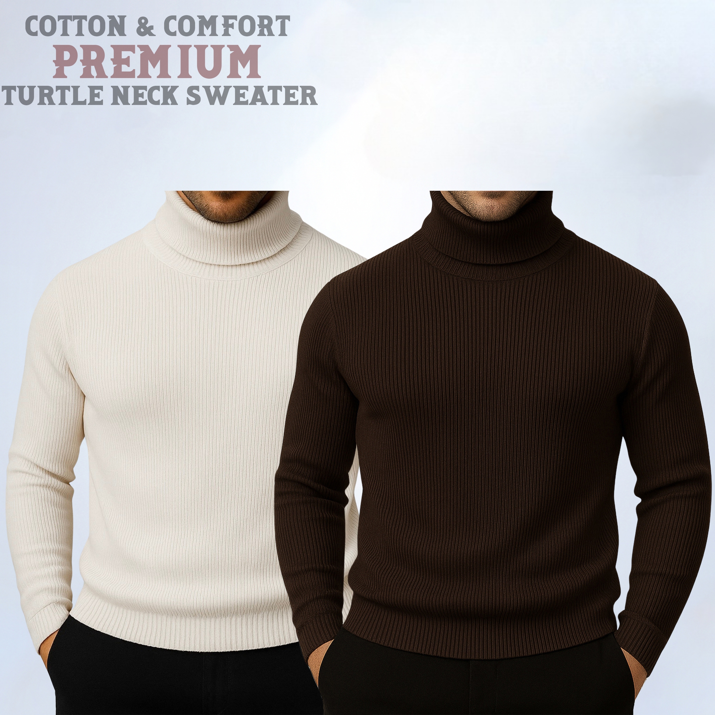 ⚜Classic Turtleneck Cream Coffee
