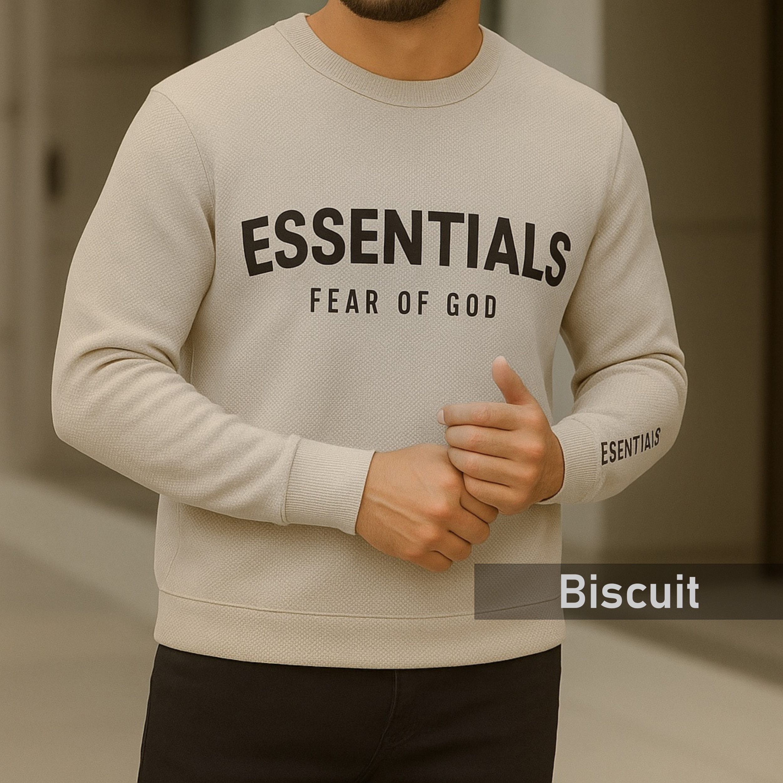 Menz Premium Sweatshirt Essential Biscuit