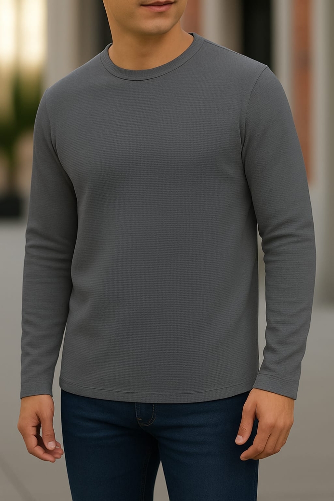 ⚜Waffle full sleeve Tee’s Charcoal