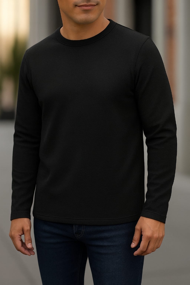 ⚜Waffle full sleeve Tee’s Dark Black